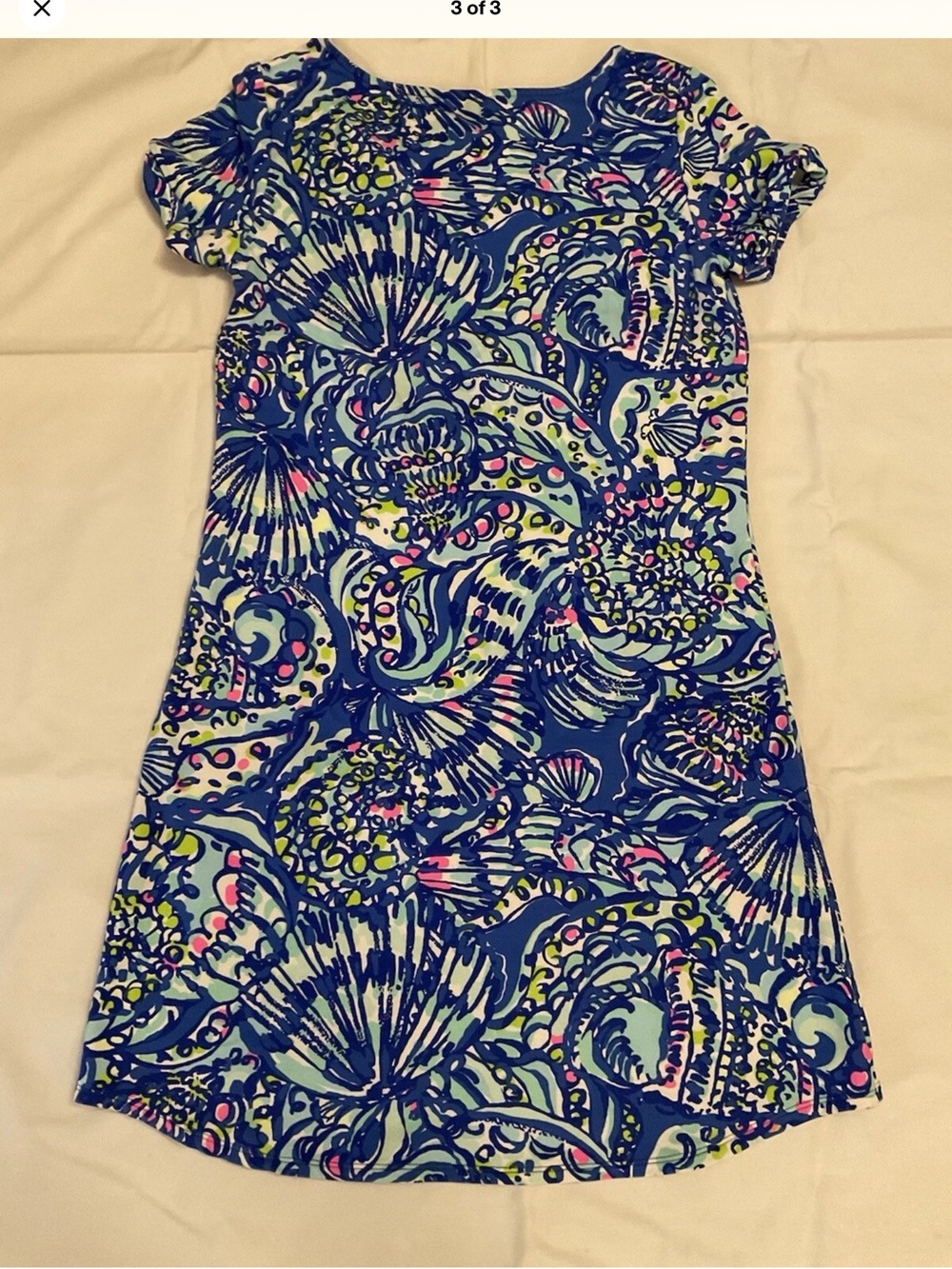 Lilly Pulitzer Tammy Knit Blue Ceviche Seashell Print Casual Dress